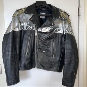 GENUINE LEATHER STUDDED PAINTED BIKER JACKET